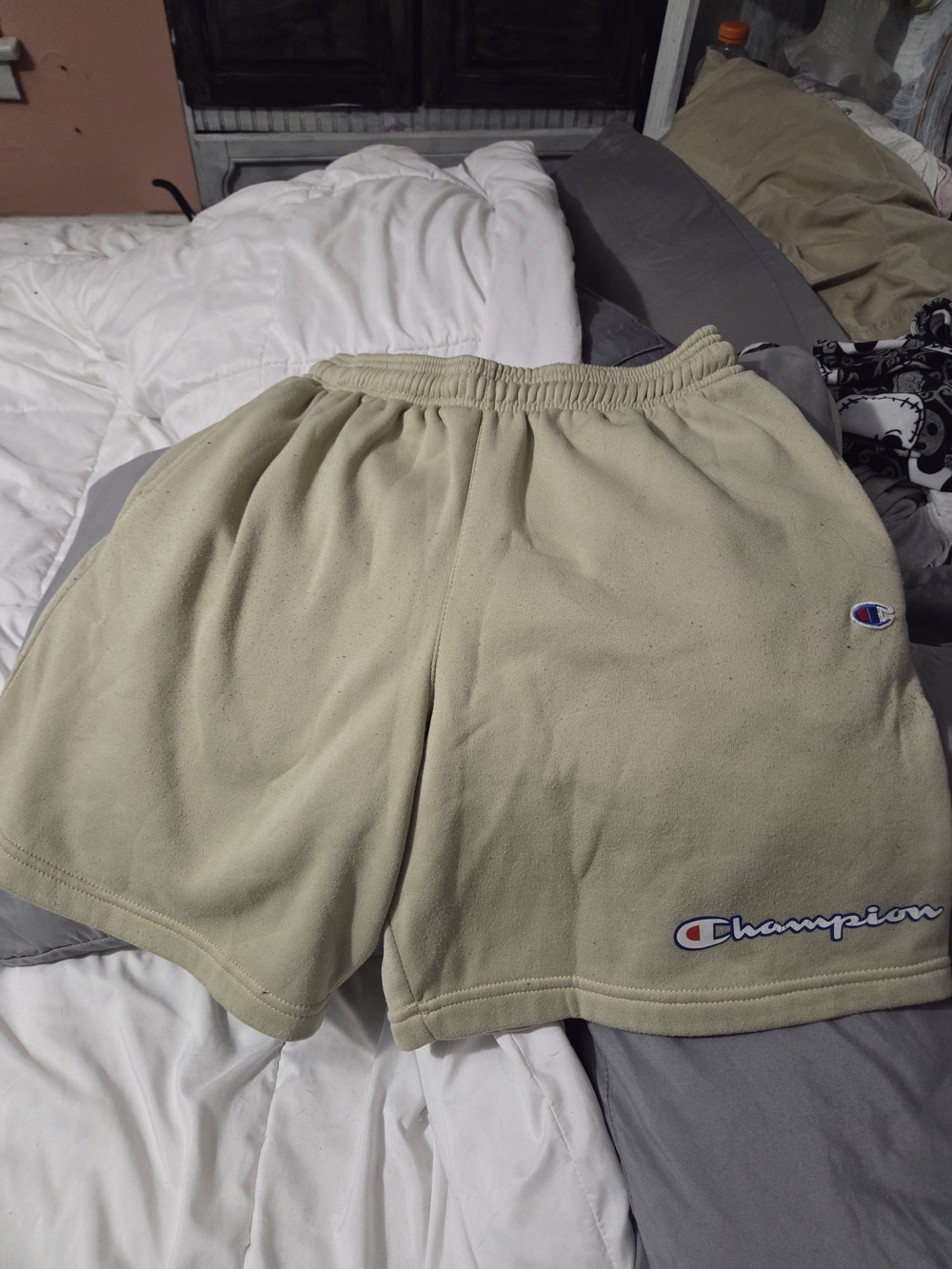 Champion Men's Light Beige Athletic Shorts with Logo